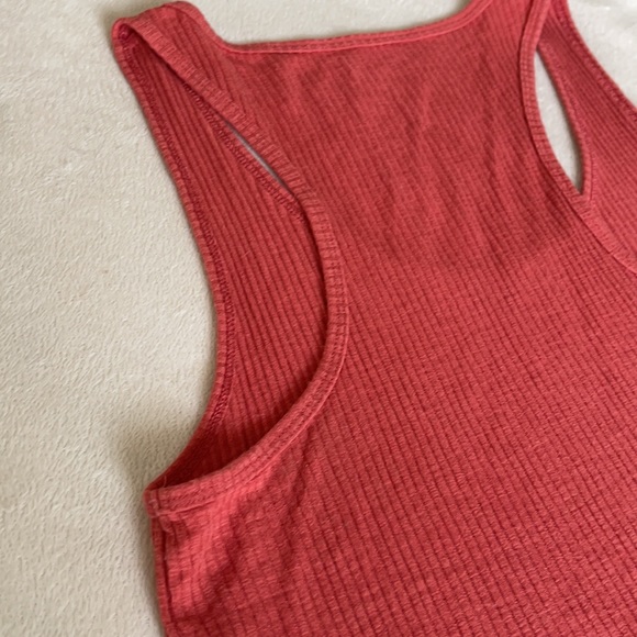 Aerie Red Ribbed Racerback Cropped Front Tie Tank Top size Large - Picture 6 of 8